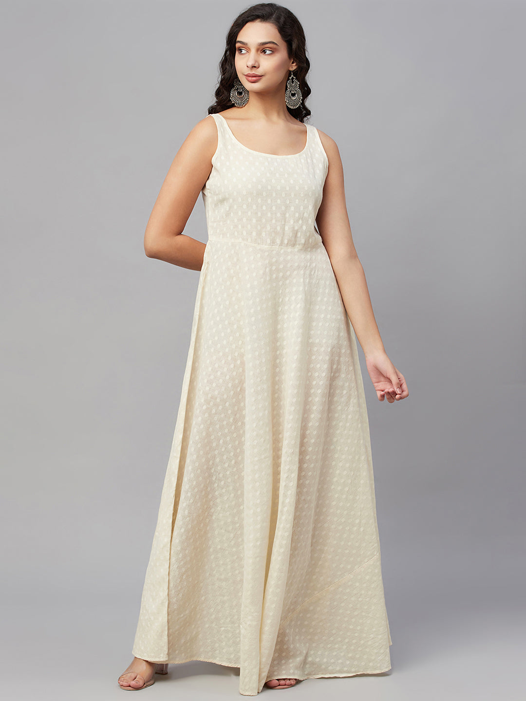 Orange Printed Flared Gown with Inner - view 4