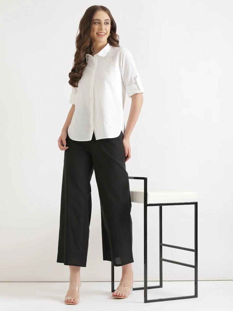 Black Mid-Rise Cotton Pocket Trousers - view 1