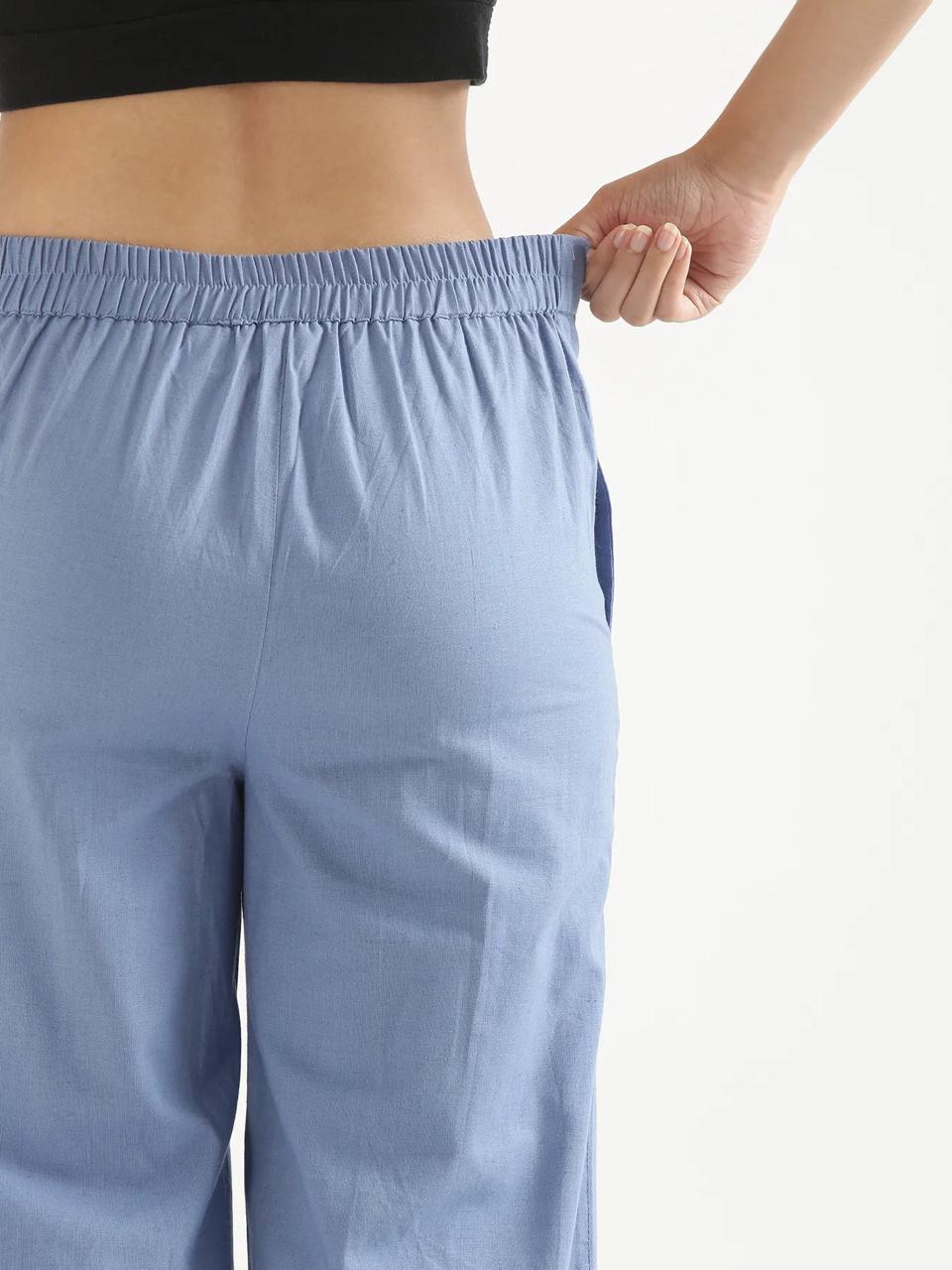 English Blue Mid-Rise Cotton Pocket Trousers - view 4