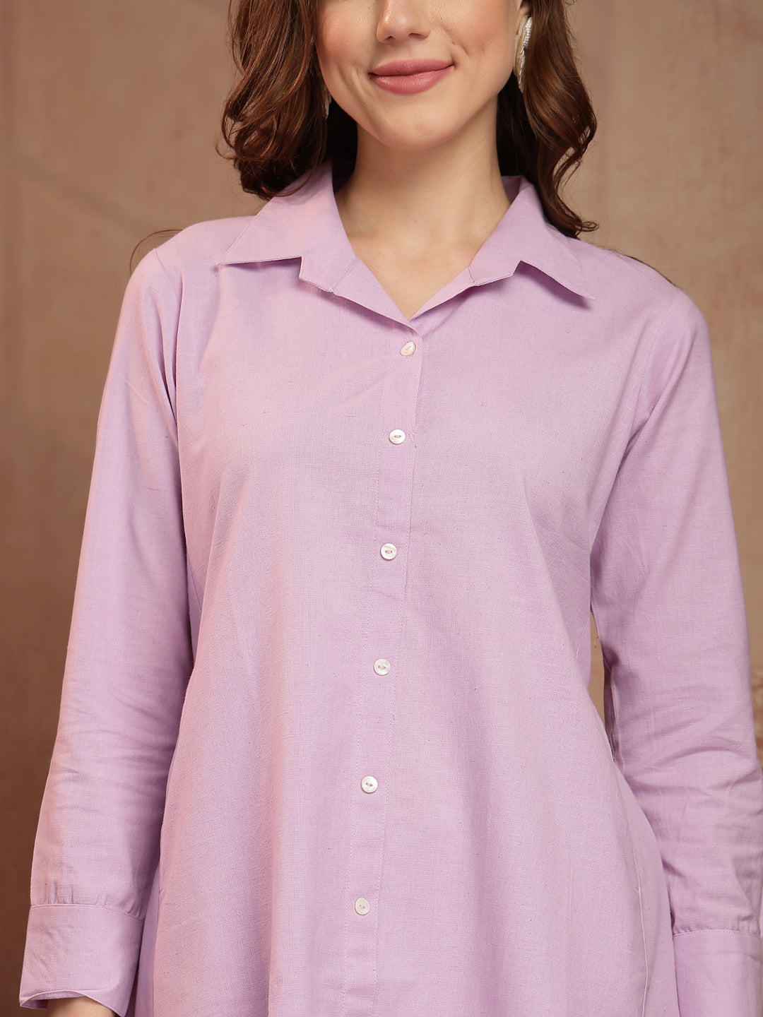 Rose Taupe Cotton Linen Shirt Pant Co-Ord Set - view 3