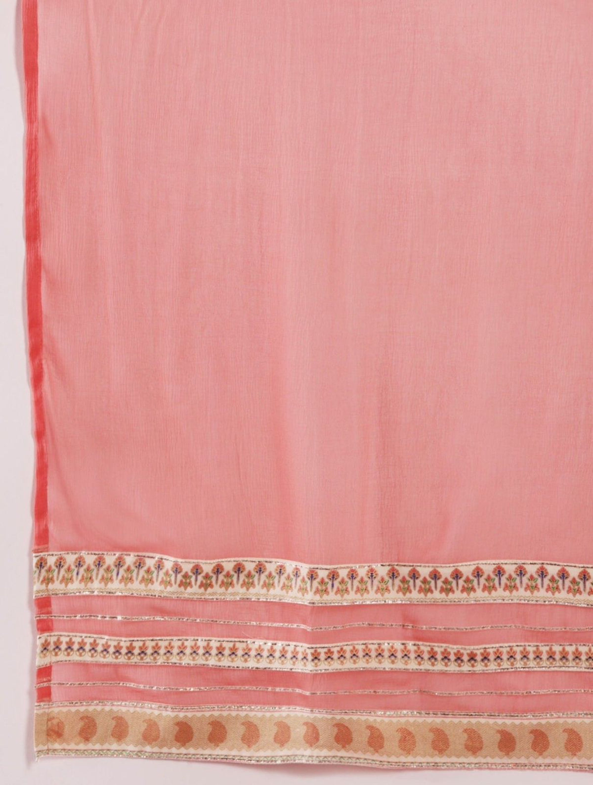 Cream Floral Printed Sequinned Cotton Kurta Set - view 5
