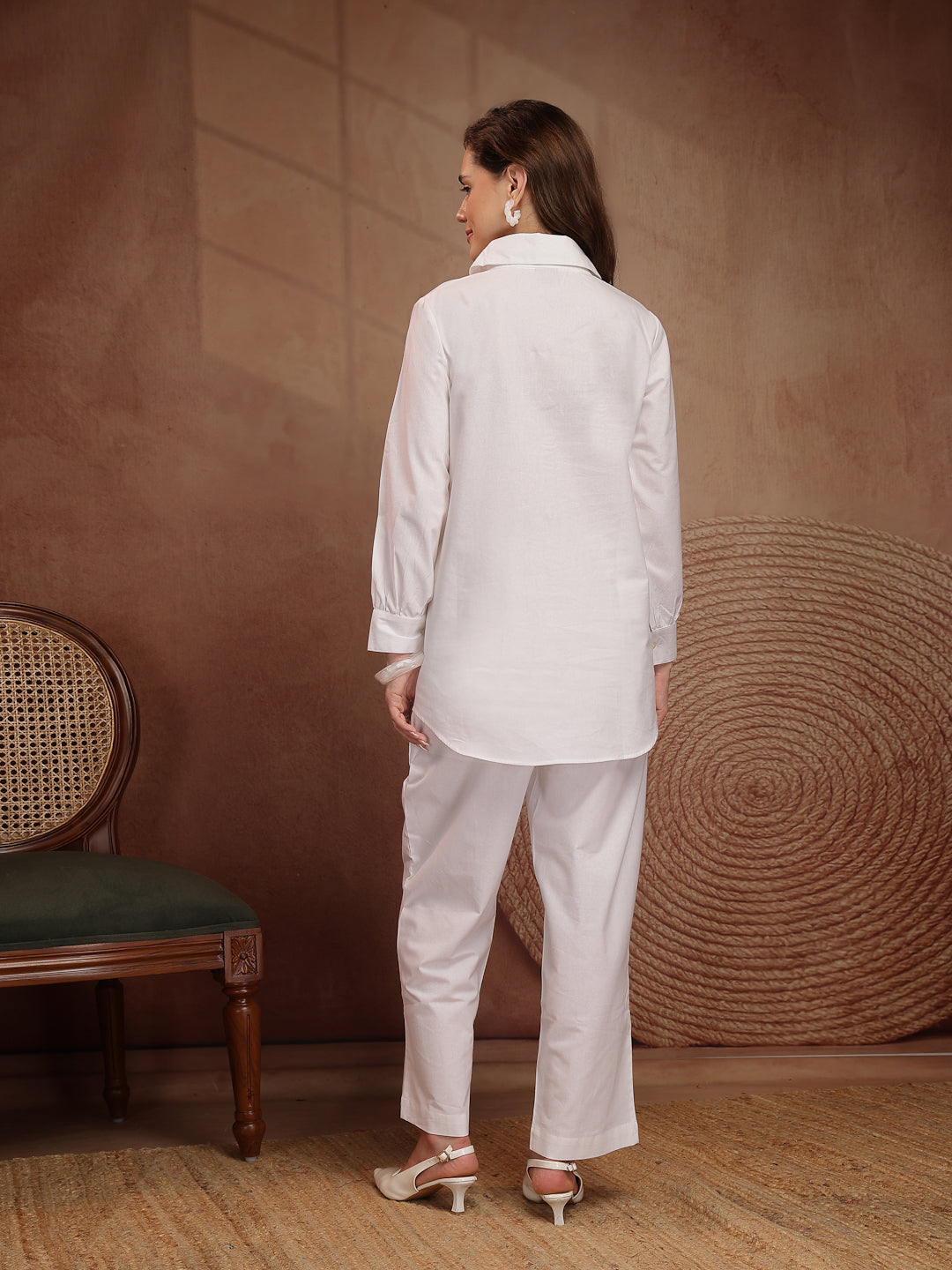 White Floral Embroidered Linen Co-Ord Set - view 5