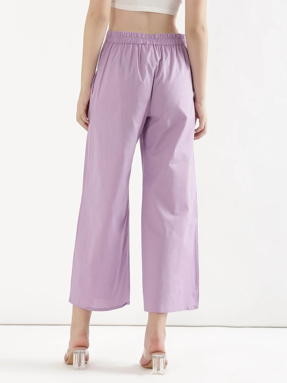 Lilac Mid-Rise Cotton Pocket Trousers - view 3