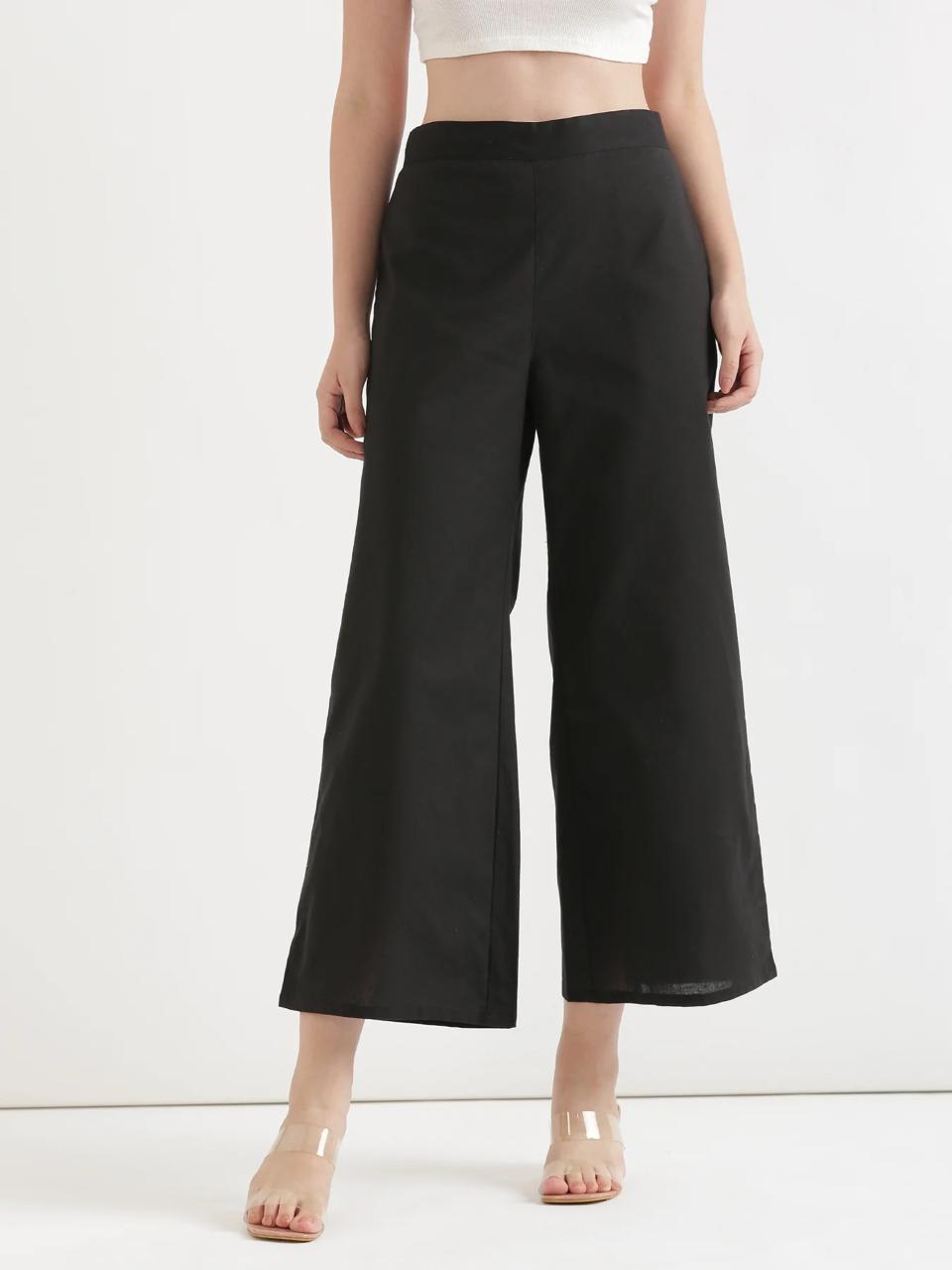 Black Mid-Rise Cotton Pocket Trousers - view 2