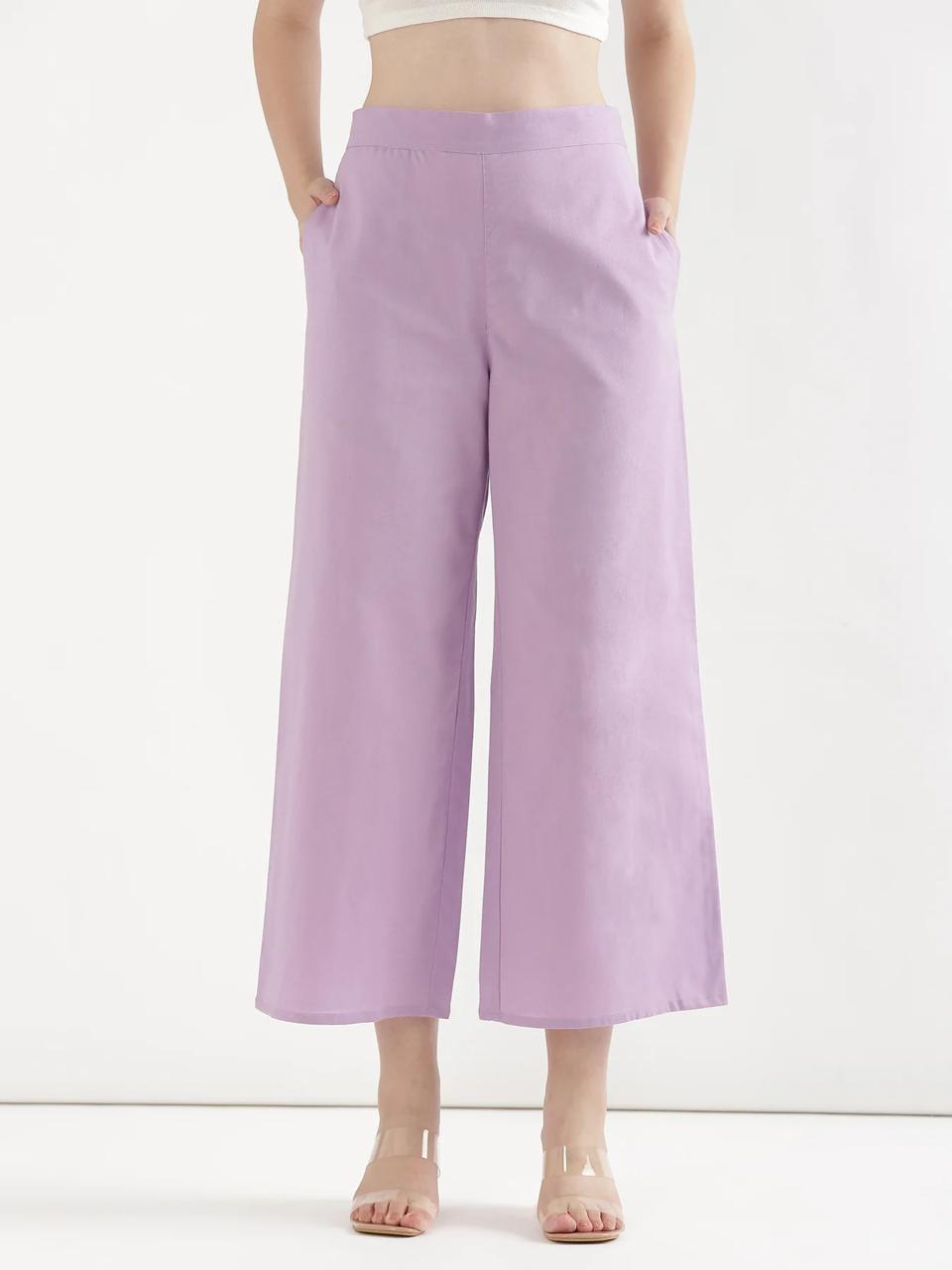 Lilac Mid-Rise Cotton Pocket Trousers - view 2