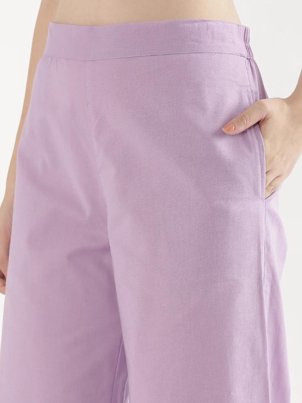 Lilac Mid-Rise Cotton Pocket Trousers - view 4