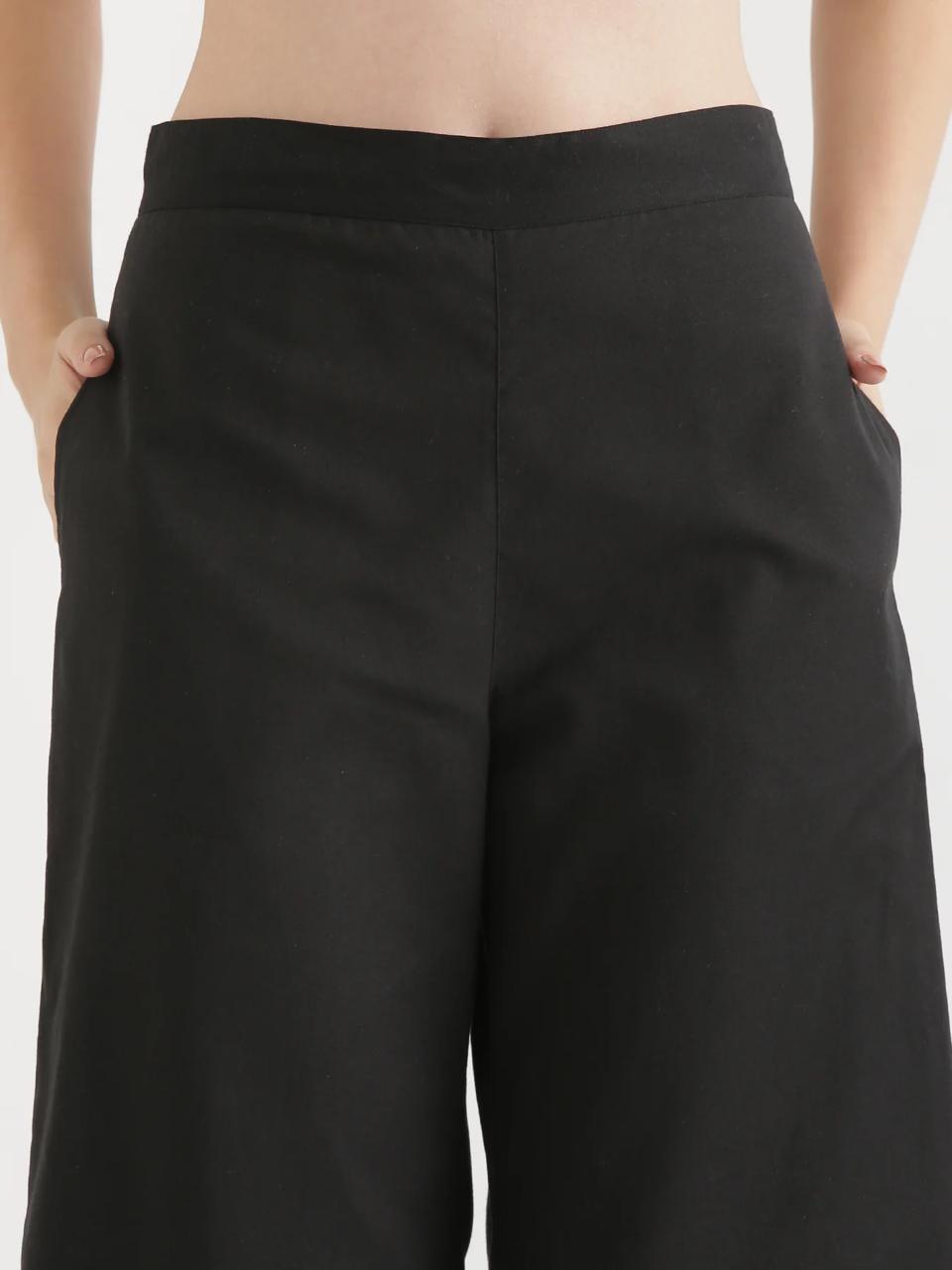 Black Mid-Rise Cotton Pocket Trousers - view 3