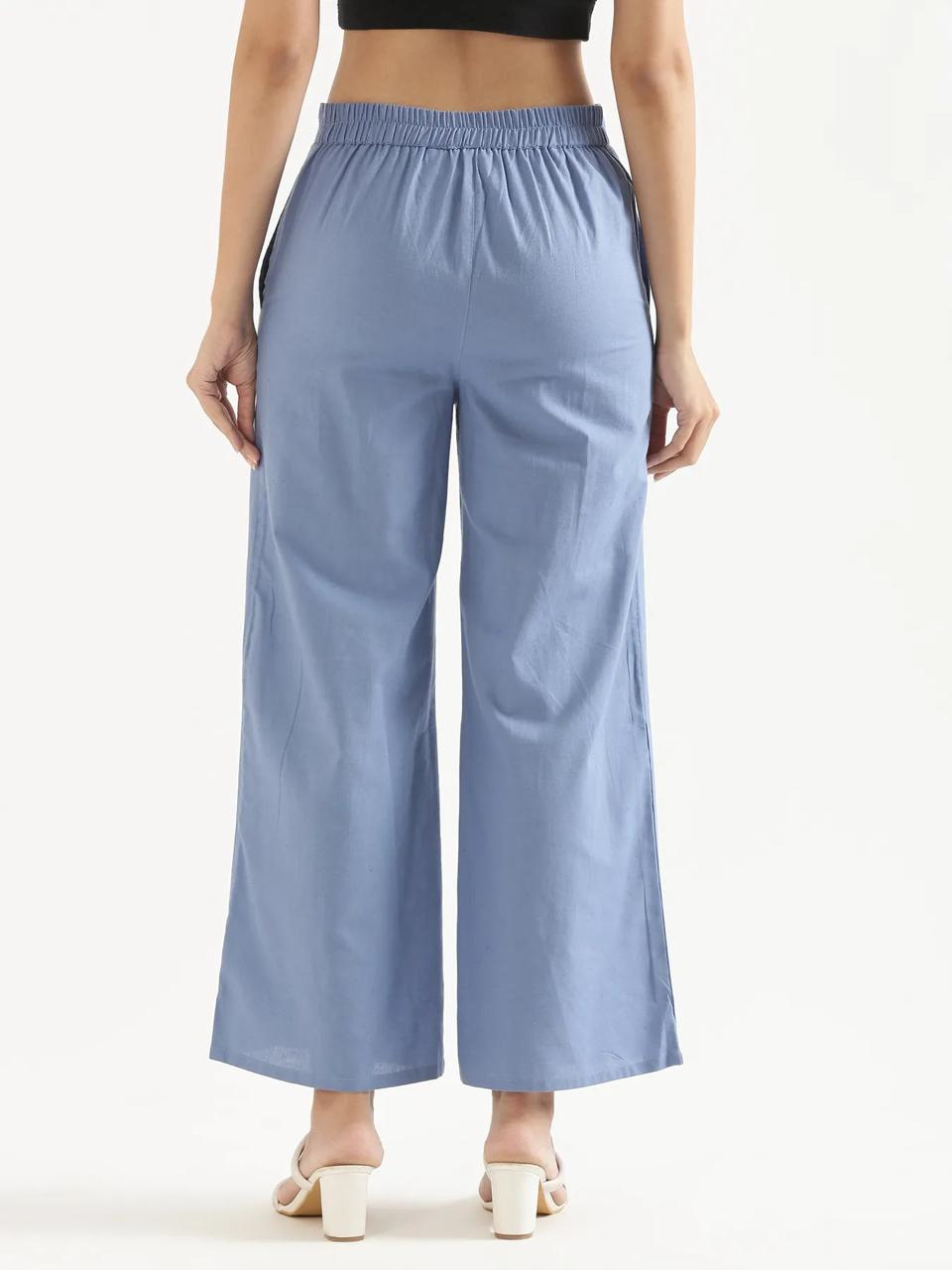 English Blue Mid-Rise Cotton Pocket Trousers - view 3