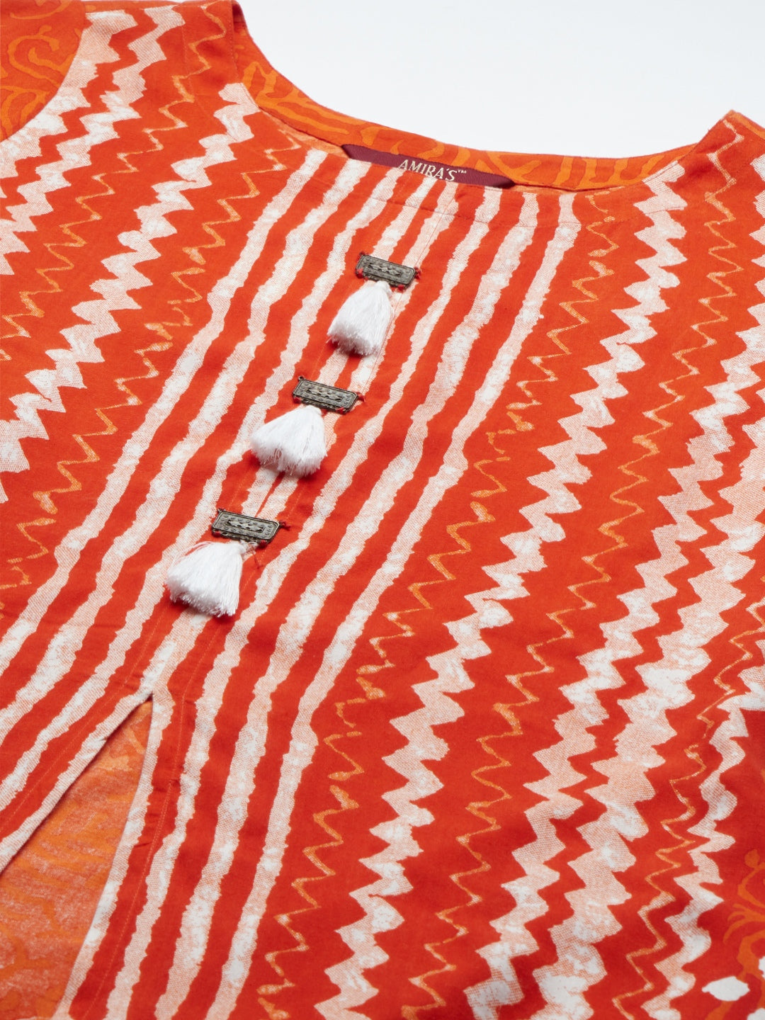Orange Printed Flared Gown with Inner - view 2